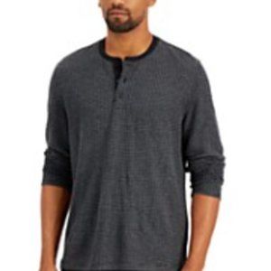 NWT Alfani Men's Textured Henley, Created for Macy's, Black, Size Medium